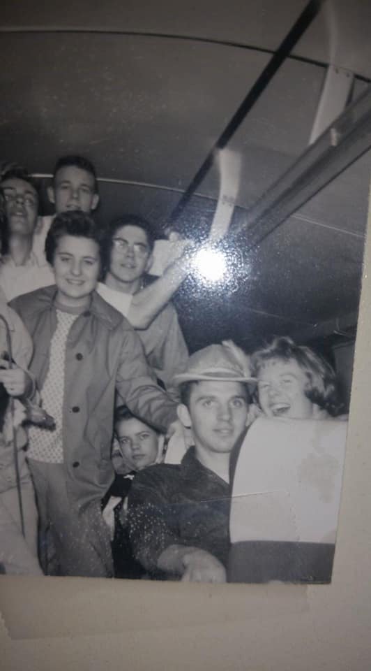 Recently discovered photo of several of the  #RocketBoys on our Big Creek High School senior class trip to Washington, DC in 1960. Top l to r, Sherman, O'Dell, and Sonny (me in glasses). We had a great time. I raced Roy Lee to the top of the Washington monument. I forget who won.