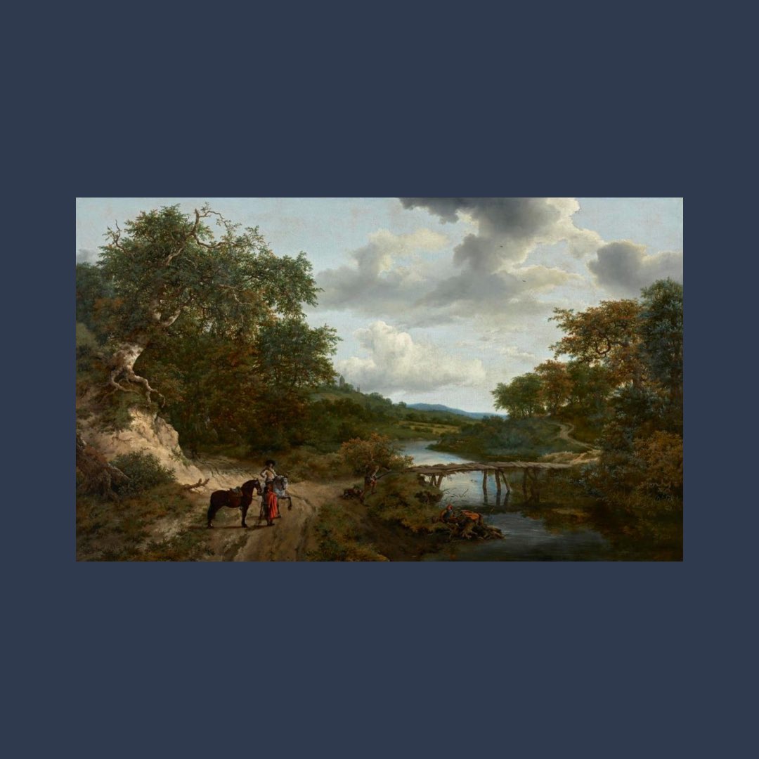 MonumentsMWfnd's tweet photo. #Didyouknow, there is a shared link between the @frickcollection and the #MonumentsMen? 
 -
See how "Landscape with a Footbridge," 1652, by Jacob van #Ruisdael was recovered prior to making its way into #TheFrickCollection by checking our IG! https://t.co/DQdx3Ium33