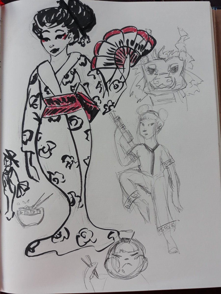 DrawingEskis's tweet photo. Some quick sketches... ✏

Quelques croquis... ✏

#drawings #drawing #dessin #croquis #asiatique #asian #asia #pentelbrushpen #kimono #dragon #chinesedragon #chinese #eventail #fan #red #crayon #asie https://t.co/VZzDiEXAx4