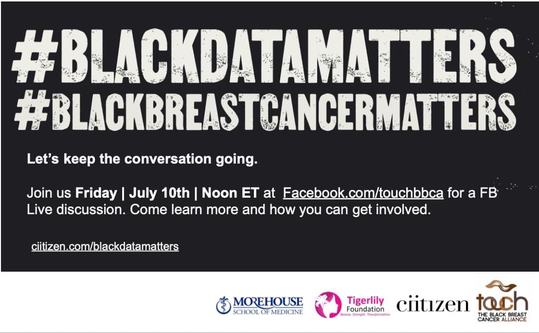 Friday, Tomorrow! Let's continue the discussion about the 411 on Clinical Trial Research: #BlackDataMatters!
Join us LIVE here at noon EST!
<a href="/ciitizen/">Ciitizen</a> <a href="/JamesLillard1/">James Lillard</a> <a href="/chawnte3/">chawnte</a> <a href="/swaggsheila1/">swaggsheila</a> <a href="/SP4acure/">Saving Pennies 4 A Cure</a> <a href="/DrMoniqueGary/">Dr. Monique Gary (she/her 🏳️‍🌈)</a> #blackbreastcancermatters