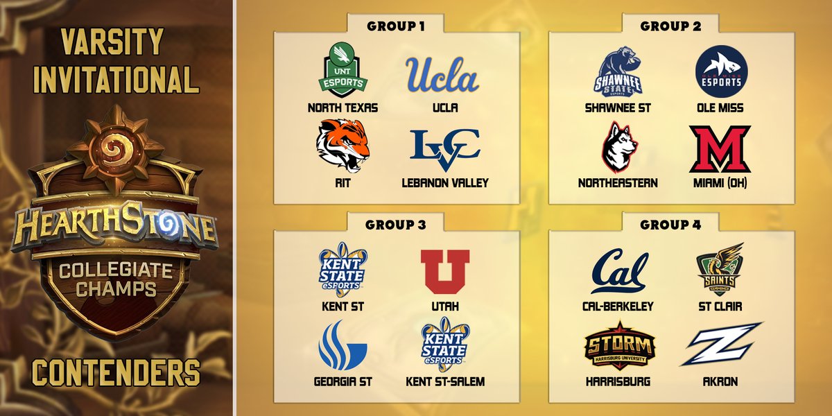 Level Next News (@levelnextnews) on Twitter photo Congrats to the <a href="/TeamTespa/">Tespa</a> Hearthstone Varsity Collegiate Championship Qualifiers. These are THE BEST OF THE BEST & after a long season, it all comes down to these 16. Who will win?
#1 Seeds in each Group:
Gp 1: <a href="/UNTEsports/">UNT Esports</a>
Gp 2: <a href="/SSUeSports/">SSU Esports</a>
Gp 3: <a href="/EsportsKSU/">Kent State Esports</a>
Gp 4: @EsportsAtCal Congrats to the <a href="/TeamTespa/">Tespa</a> Hearthstone Varsity Collegiate Championship Qualifiers. These are THE BEST OF THE BEST & after a long season, it all comes down to these 16. Who will win?
#1 Seeds in each Group:
Gp 1: <a href="/UNTEsports/">UNT Esports</a>
Gp 2: <a href="/SSUeSports/">SSU Esports</a>
Gp 3: <a href="/EsportsKSU/">Kent State Esports</a>
Gp 4: @EsportsAtCal