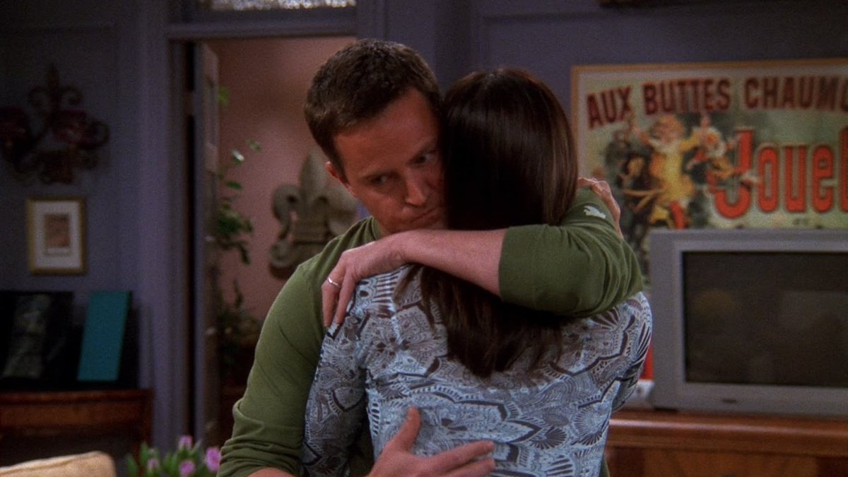 Instead, the minute that Chandler tells Monica what their test results were they apologize to each other. And even though they are both very sad, they know that the two of them will figure out what to do next. 20/