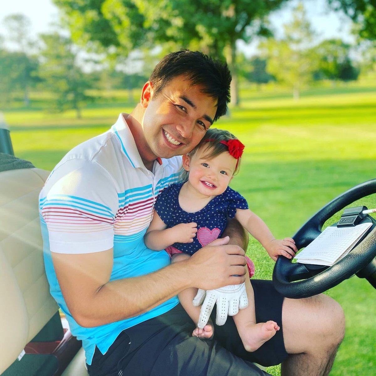 foreUP's tweet photo. Say hello to Evan, CEO at foreUP, &amp; his adorable daughter Taya! It's her first day out on the golf course. She has been to the driving range &amp; practice greens many times but never out for nine holes. We believe in developing a love for the game while they're young!  #foreUPplays https://t.co/G8r3hFSKAM