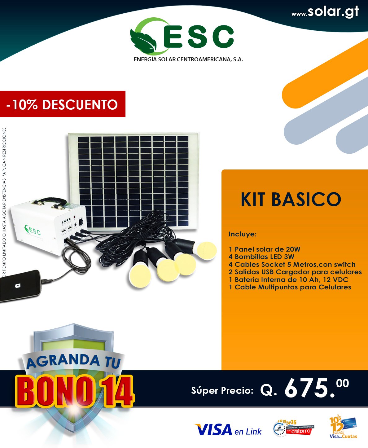 Kit básico de energía solar 