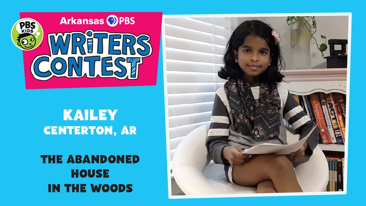 ArkansasTV_'s tweet photo. Kailey Wright of #CentertonAR — our #FirstGrade Third Place winner — is sharing her Arkansas PBS KIDS Writers Contest story “The Abandoned House in the Woods.” 

Hear what happens when four friends and their loyal dog set out on an adventure: https://t.co/LHNXKhj9s1. https://t.co/EI3oSMHIL6