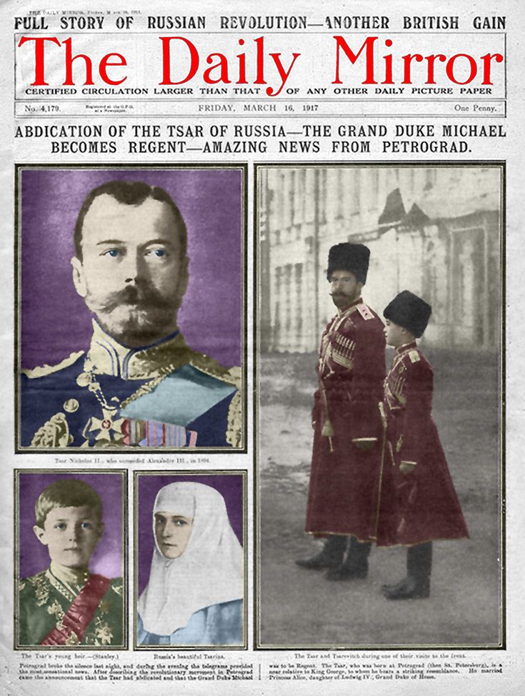 Revolution came to Russia in 1917, first with the February Revolution, then with Nicholas II's abdication on 15 March.