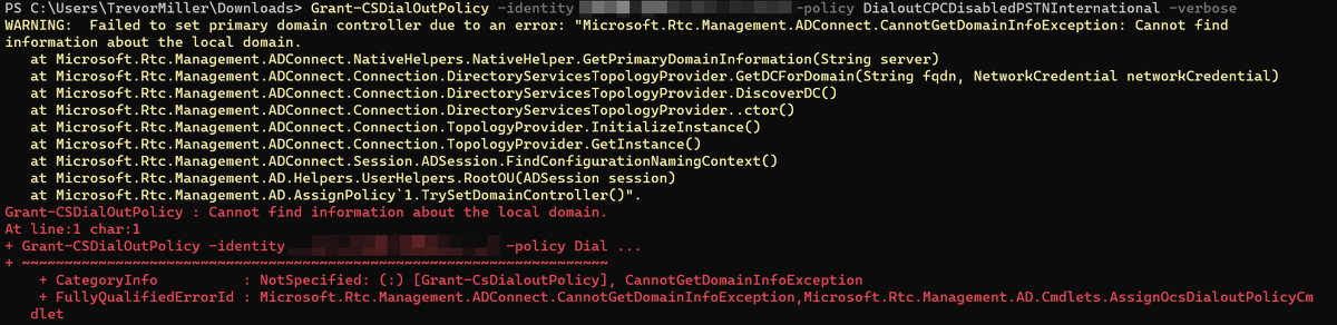 TrevorAMiller's tweet photo. @MSFT365Status Having issues executing policy assignment in the TAC. Certain policy assignments fail and PowerShell throws errors. Certainly looks like a DC or RBAC issue. Multiple admins within this particular tenant reporting the issue. https://t.co/vIdmlvFvKJ
