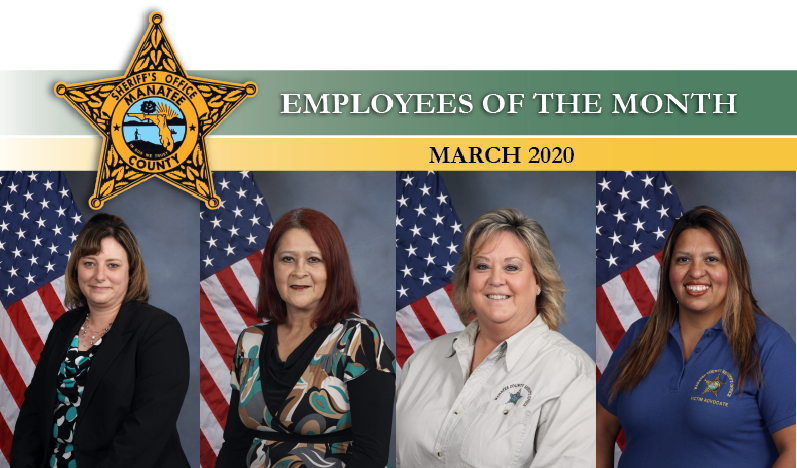 ManateeSheriff's tweet photo. EMPLOYEES OF THE MONTH: Sandra Dickerman, Betsy Jimenez, Leanne McAfee & Leticia Vela earned the designation after a CPS call turned into a team effort to help a family in need. #MCSOCares #Service Details: https://t.co/FkTCBCMO04 https://t.co/oAG5FjsvF7