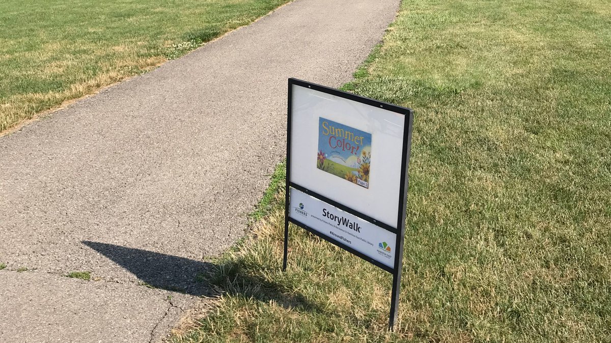 FishersParks's tweet photo. This month's #StoryWalk is up at Holland Park & celebrating all of the summer colors!โ๏ธ #PlayFishers @HamiltonEastPL https://t.co/SZVHcsUQbc