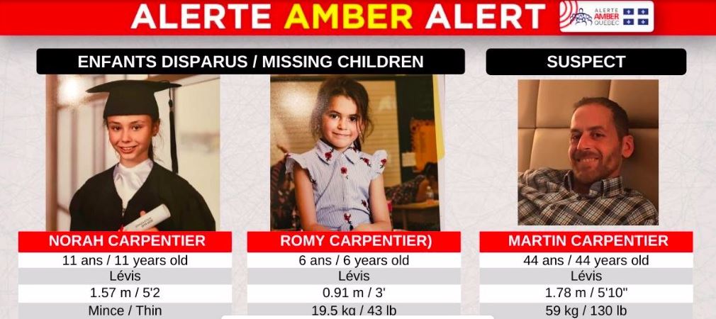SPVLpolice's tweet photo. #AlerteAMBER 

Filles: Norah et Romy Carpentier

SUSPECT Martin Carpentier 44 ans (père) https://t.co/6tASVqtfKX