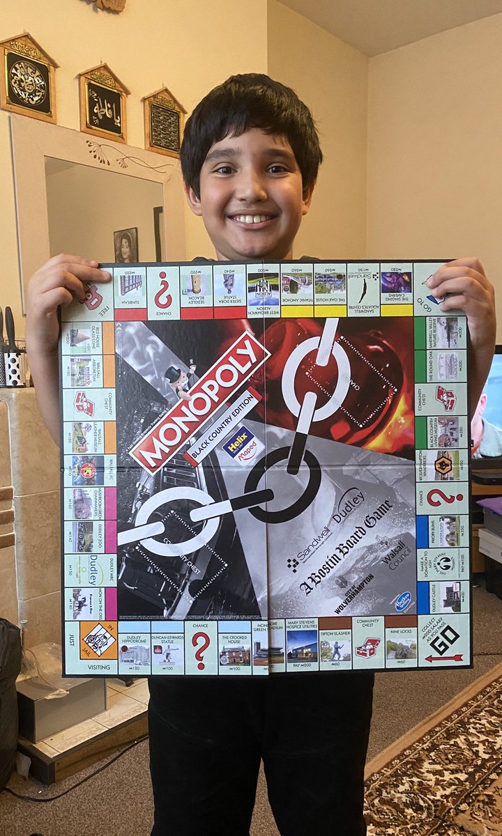 doc_hnaqvi's tweet photo. @shutchs I think my sister @NaqviHenna may have bought the best lockdown present yet...monopoly the Black Country version ๐๐#bestversionever ๐๐ ps the nephew doesnโt come with the game, but a worthy player regardless ๐#blackcountryrules https://t.co/uyGemQjb7m