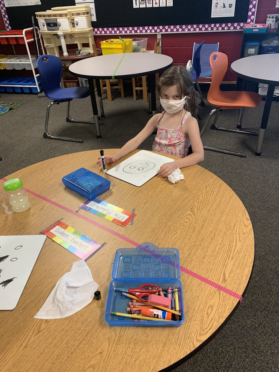 Kindergartners using white boards for the first time! #lpssummer2020