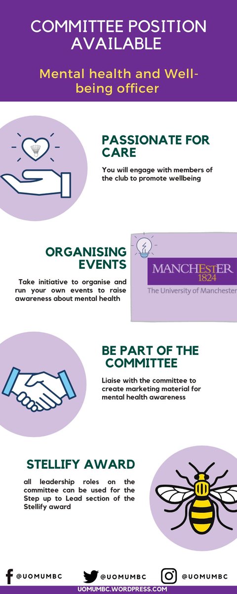 uomumbc's tweet photo. Hey badminton players! 
We are looking FOUR FANTASITC 😆 people to join the committee this coming year! 🏸 If you think you're up to the job DM us

requirement: 
-University of Manchester student this coming academic year 2020/21 https://t.co/gcdAxEbVQD