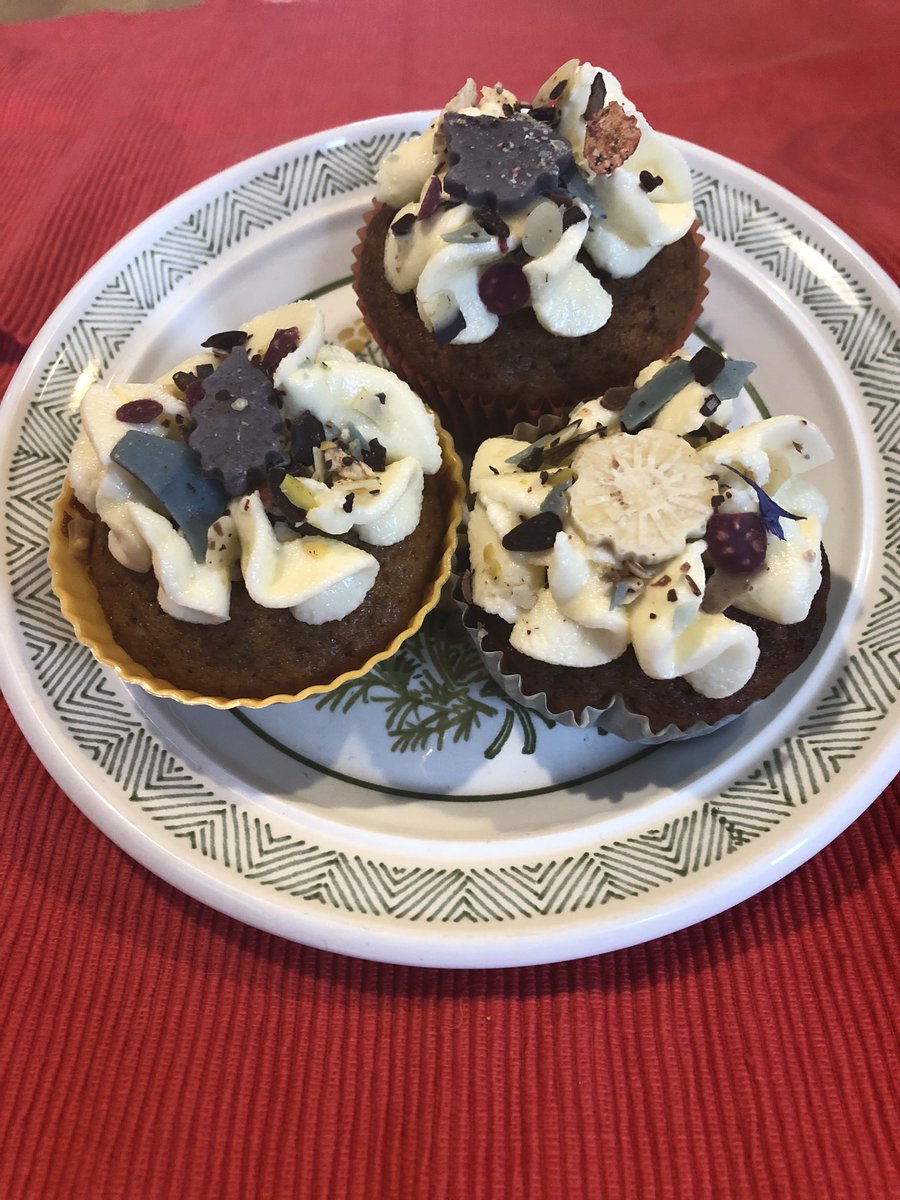 beepystitch's tweet photo. Did a bit of baking today. Maple pecan cupcakes with caramel icing and sprinkles courtesy of @nonococoauk #VeganRecipeHour https://t.co/v69kw42Wkf