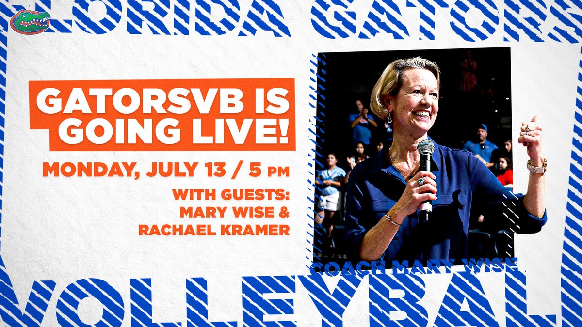 Going LIVE! Don’t miss Monday’s episode on Instagram! 

🐊: <a href="/GatorMary/">Mary Wise</a> &amp; <a href="/Rachael5Kramer/">Rachael Kramer</a>
📅: Monday, July 13
⏰: 5pm
🔗: instagram.com/gatorsvb/?hl=en

#GoGators