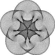 Then, you step through a polar function around the center, weaving through the hyperbolic geometry in an intricate spirographic dance.
