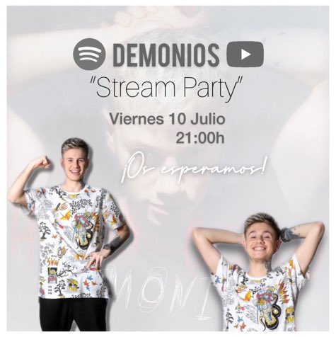 NewsHugoC's tweet photo. 📢| Os esperamos mañana a las 21:00h (🇪🇸) para darle un empujón a las cifras de “Demonios” en YouTube y Spotify.

Lo comentaremos con el HTG 
#/SPDemonios10J

RT para máxima difusión. https://t.co/rZsYZgOIwj