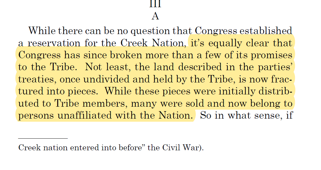 In reading the opinion of SCOTUS, I came across a concerning nugget, "The US will cause a patent or grant to be made and executed to them for the same; provided always, that such lands shall revert to the US if the Indians become extinct, or abandon the same."