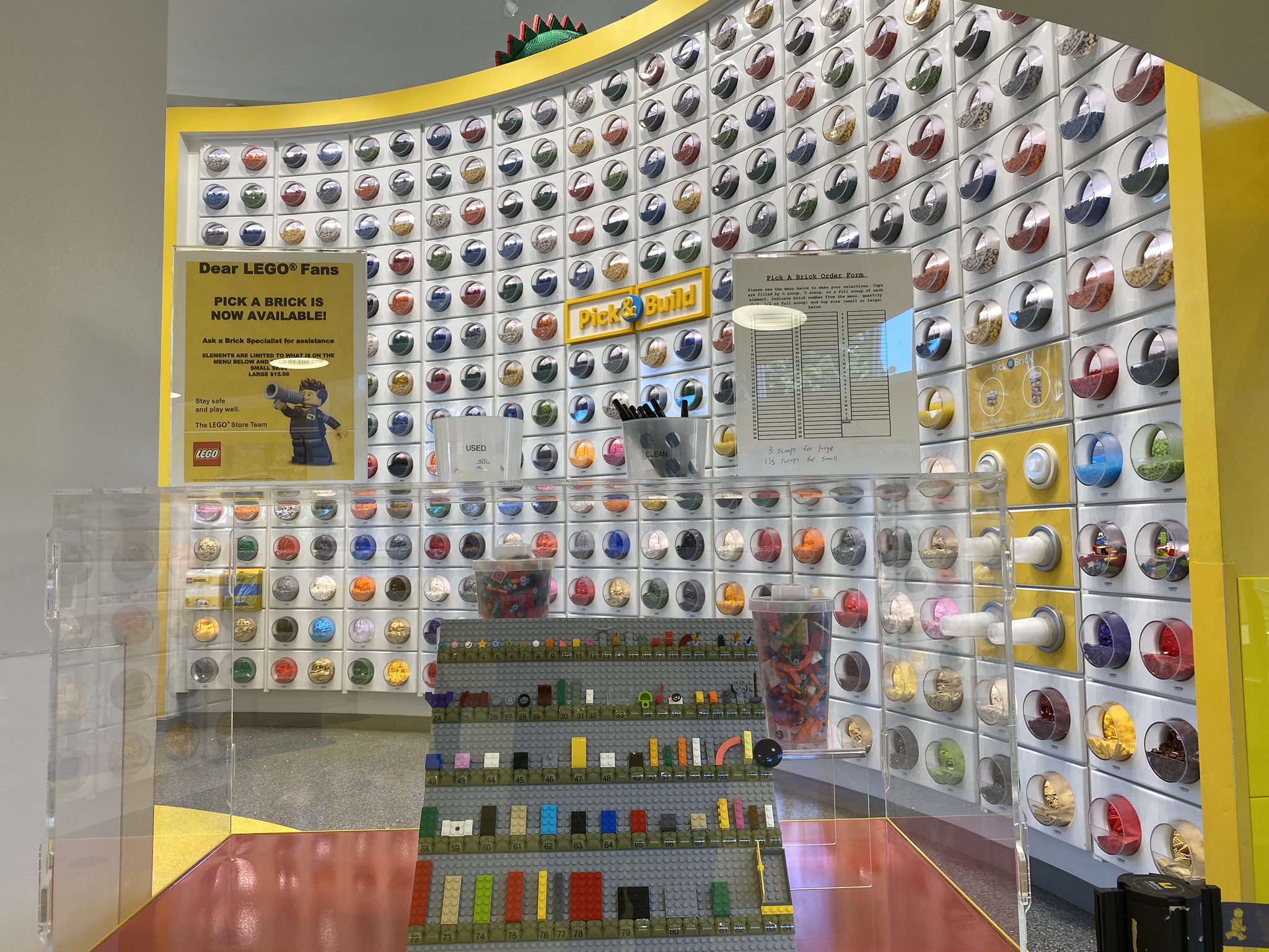 LaughingPlace on X The pick a brick wall is not accessible to guests but you can fill out a form to have a LEGO team member fill a bucket for you. DowntownDisney https t tG3QJye7J1