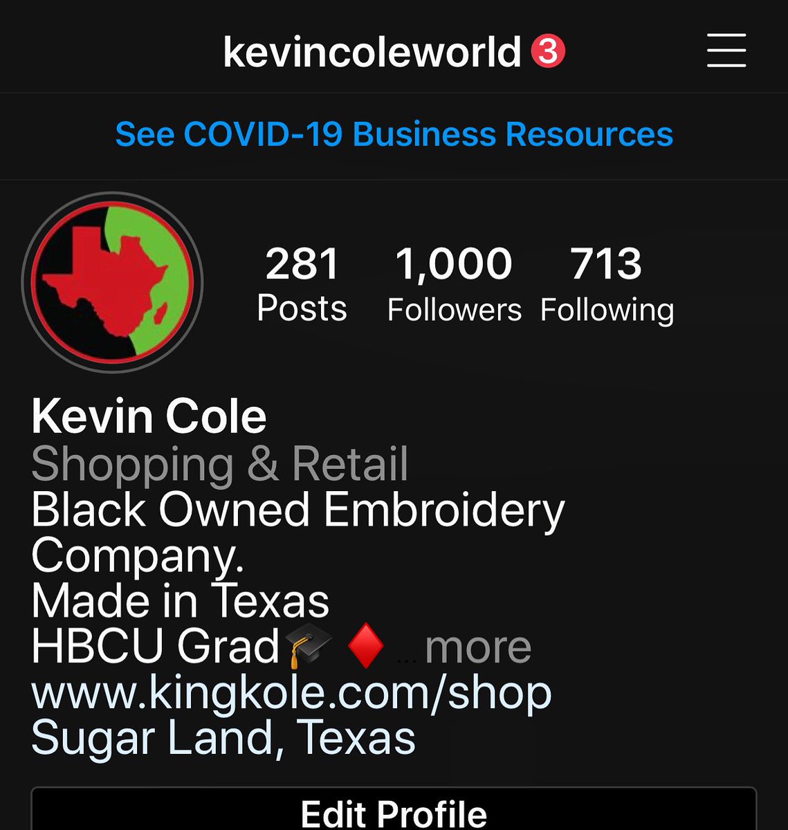 Phi_NullyFamous's tweet photo. #MadeInTexas ! Wow it was meant to be. 281 posts following 713 people. 1000% real. #blackowned #HtownForreal https://t.co/9OBkkcfBmE https://t.co/Qd9TerHhAF