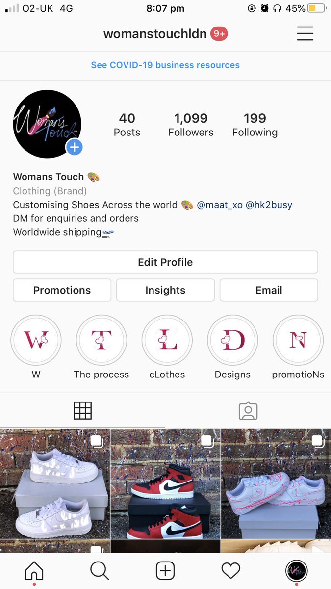If you’re looking for clothing and shoes customisating check out my business page on instagram. affordable prices.  http://instagram.com/womanstouchldn 