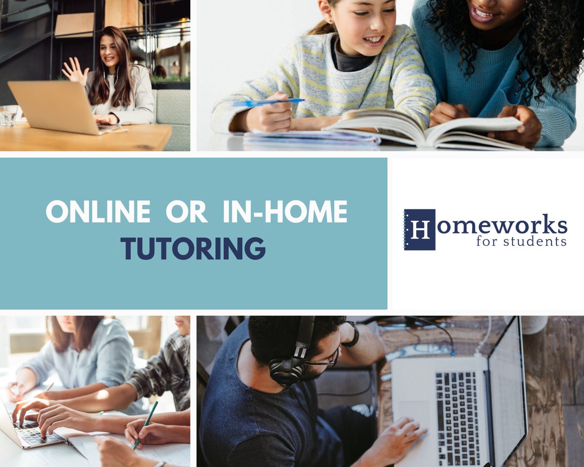 Homeworkstudent's tweet image. Now offering online or in-home tutoring to meet each family's preferences!