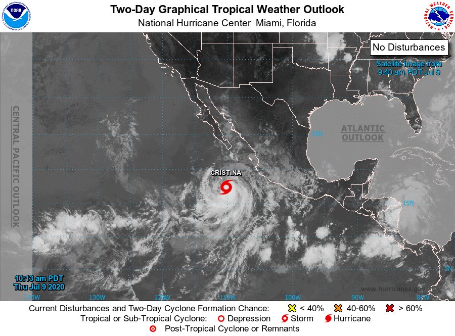 YutuTheFox's tweet photo. 98L now has a 90% chance of TC development within 24 hours.  Cristina is slowly intensifying and could become a hurricane.  West Pacific is still quiet, but a new area of disturbed weather has developed in the North Indian. https://t.co/aBFgB4HvOl