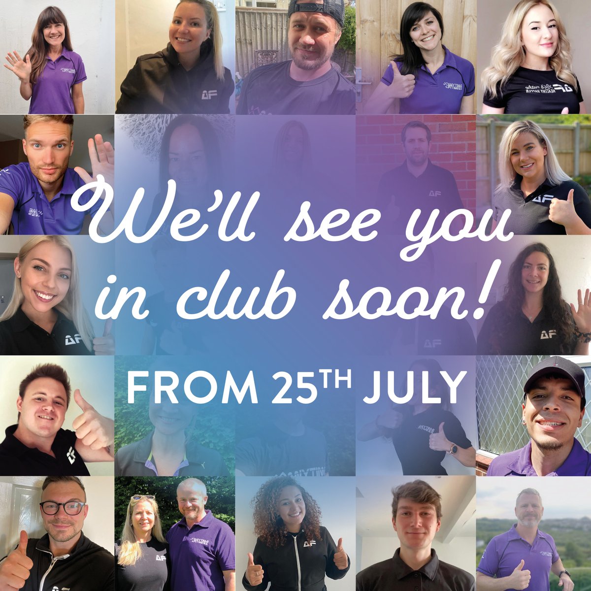 We are excited to be reopening Anytime Fitness Shrewsbury on 25th July 💜
Can’t wait to see you all soon. 💪🏽🏋🏻‍♂️🏋🏼‍♀️🤸🏼‍♀️