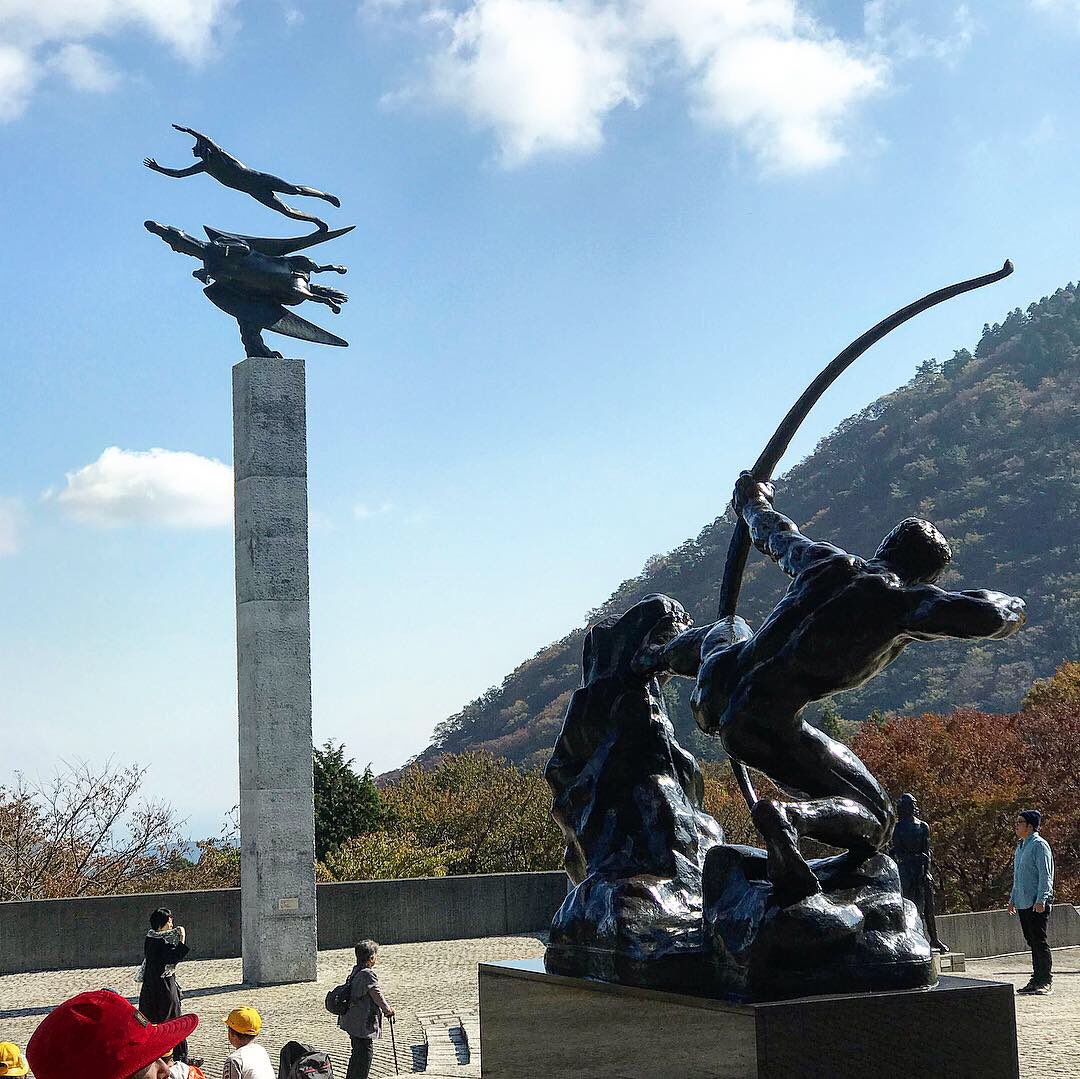 Day 95: another wonderful sculpture at Hakone Open-Air Museum (“Grand Heracles Archer” by Emile Antoine Bourdelle - he had been a disciple of Rodin)  #Hakone  #Japan – bei  彫刻の森美術館 (The Hakone Open-Air Museum)
