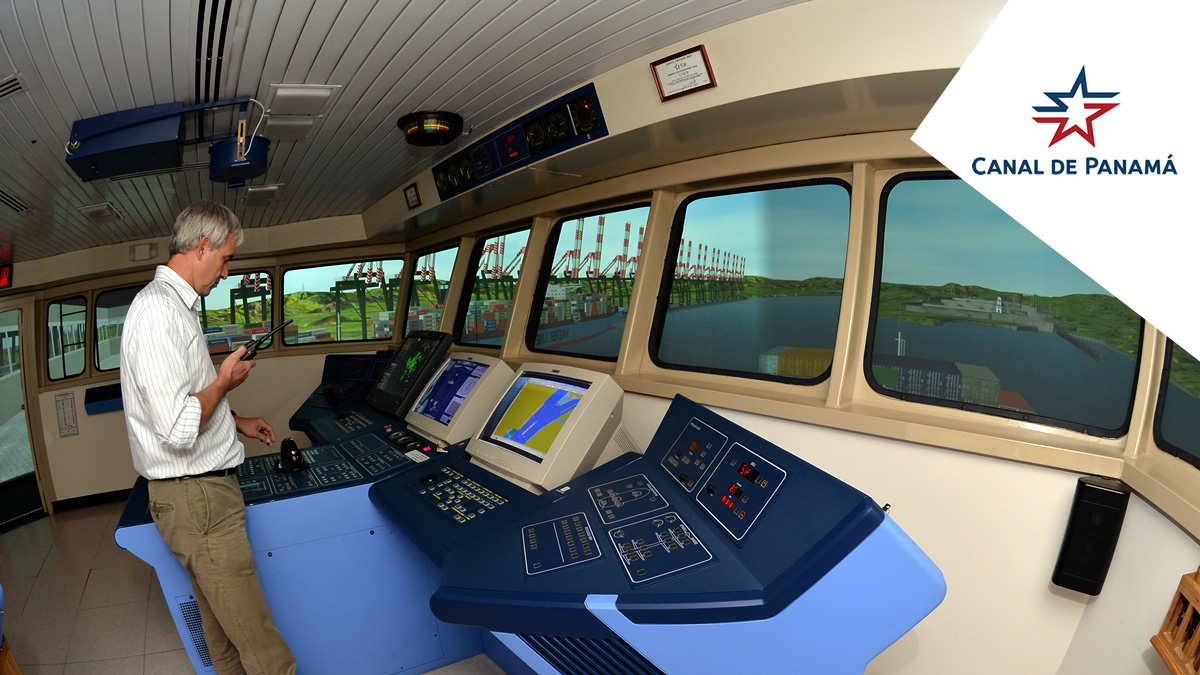 thepanamacanal's tweet photo. To ensure safety, #PanamaCanal pilots and tugboat captains are continuously trained at the waterway's #SIDMAR Simulation Center, where they can use cutting edge technology to practice maneuvers, including those involving Neopanamax vessels at the #ExpandedCanal. https://t.co/9C1lFbQlrj