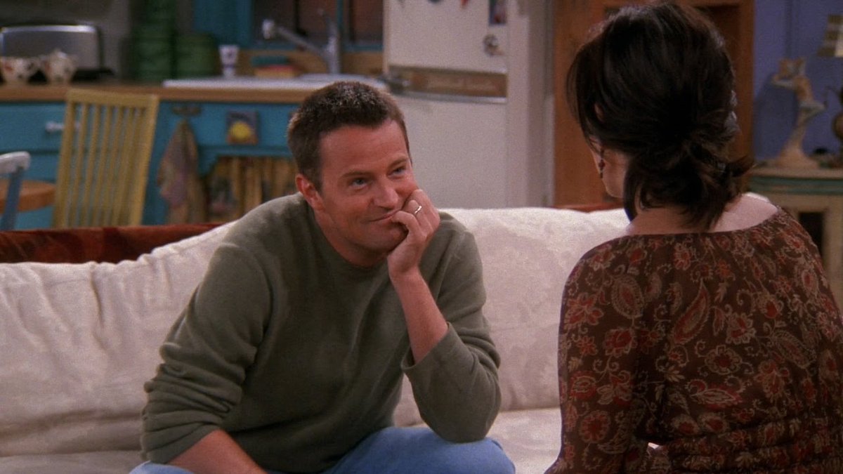 6: Mondler are each other’s biggest support system: Whether Monica gets a bad review or can't give a good speech. Chandler needs to find a new job or has doubts about himself; they are there for each other with grand gestures and subtle signs of support. 14/