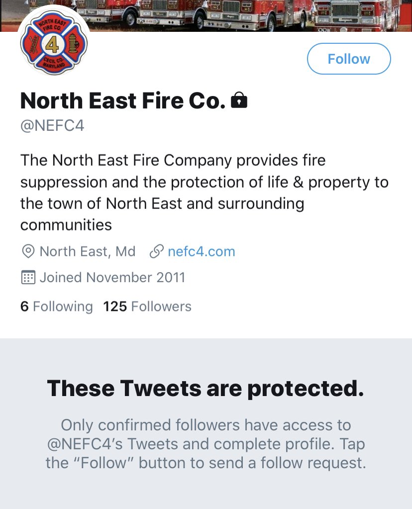 Before they locked the account, North East Fire Company was informed about Jerry Crutchfield’s posts. Here is their initial response: