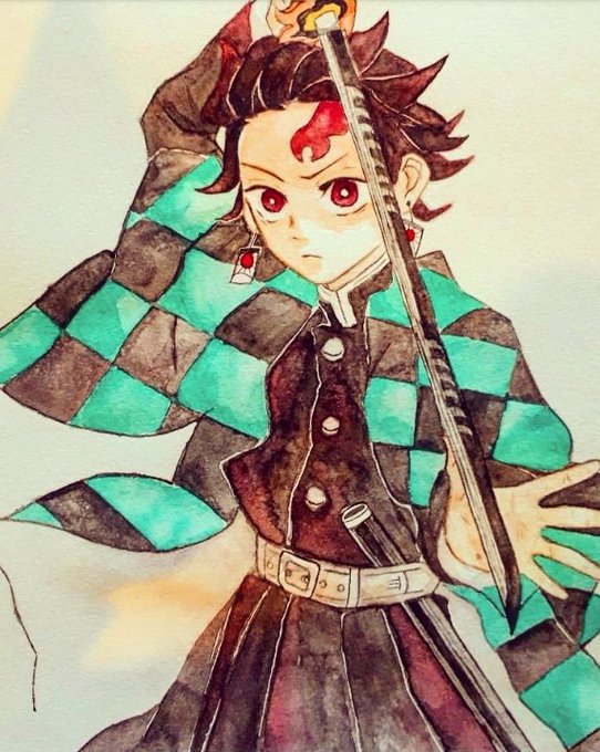 ずんさんがTwitterに投稿した竈門炭治郎(鬼滅の刃)のイラスト。