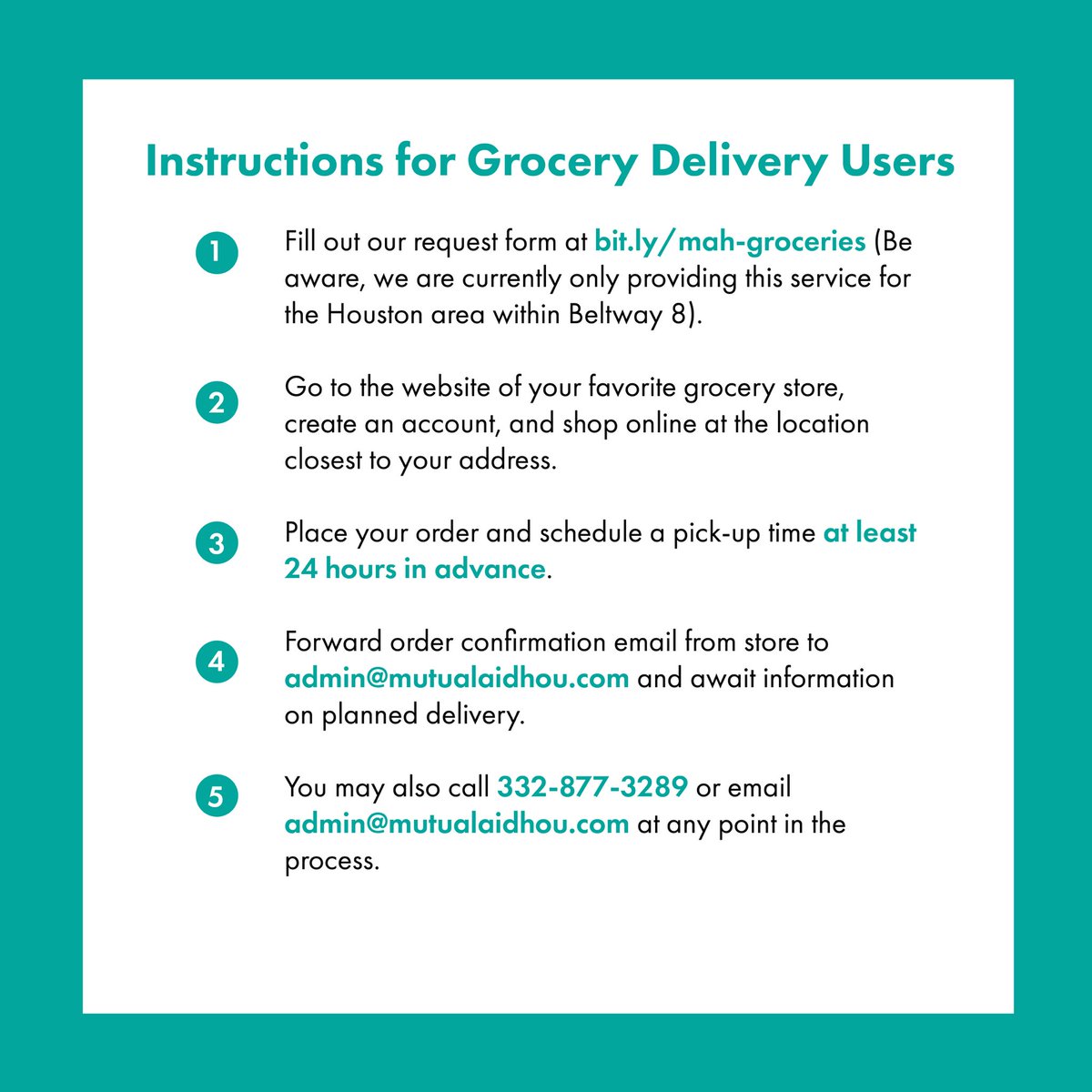 mutualaidhou's tweet image. We're launching a free grocery delivery service for those affected by COVID-19 (including if you're worried about exposure)! Swipe for detailed instructions on how to sign up with the link in bio OR help out by volunteering and/or donating! ✨