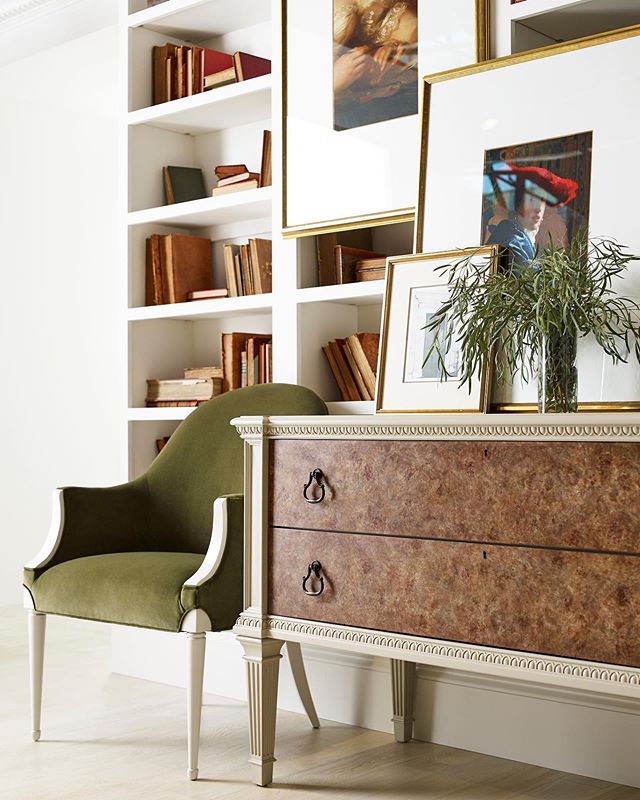 The Dutch Paneled Chest from <a href="/BakerFurniture/">Baker-McGuire</a> captures the refinement of the late Dutch Republic, circa 1770. The chest features two oak burl veneered drawers with shaped drop-handles and plain keyhole escutcheons with a dark bronze key. #bakerfurniture