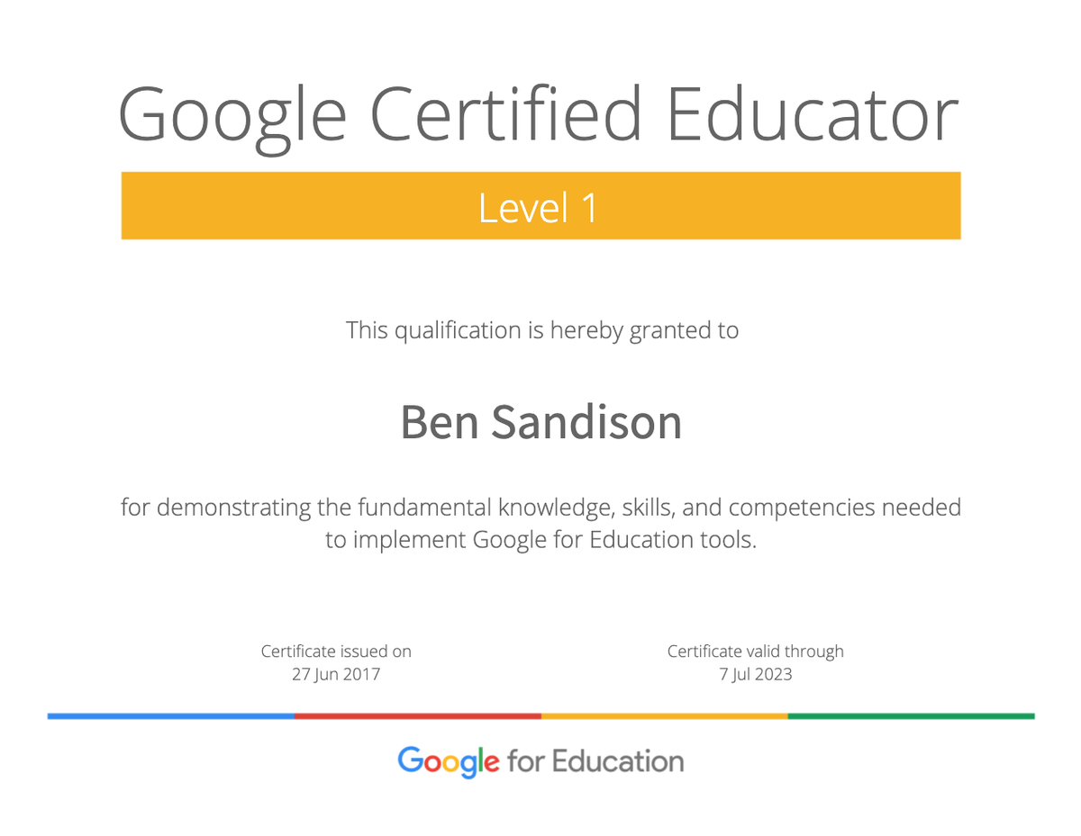 Freshly recertified for Level 1. 😊
#Recertified #GoogleCertifiedEducator #GCE #TechInEdu