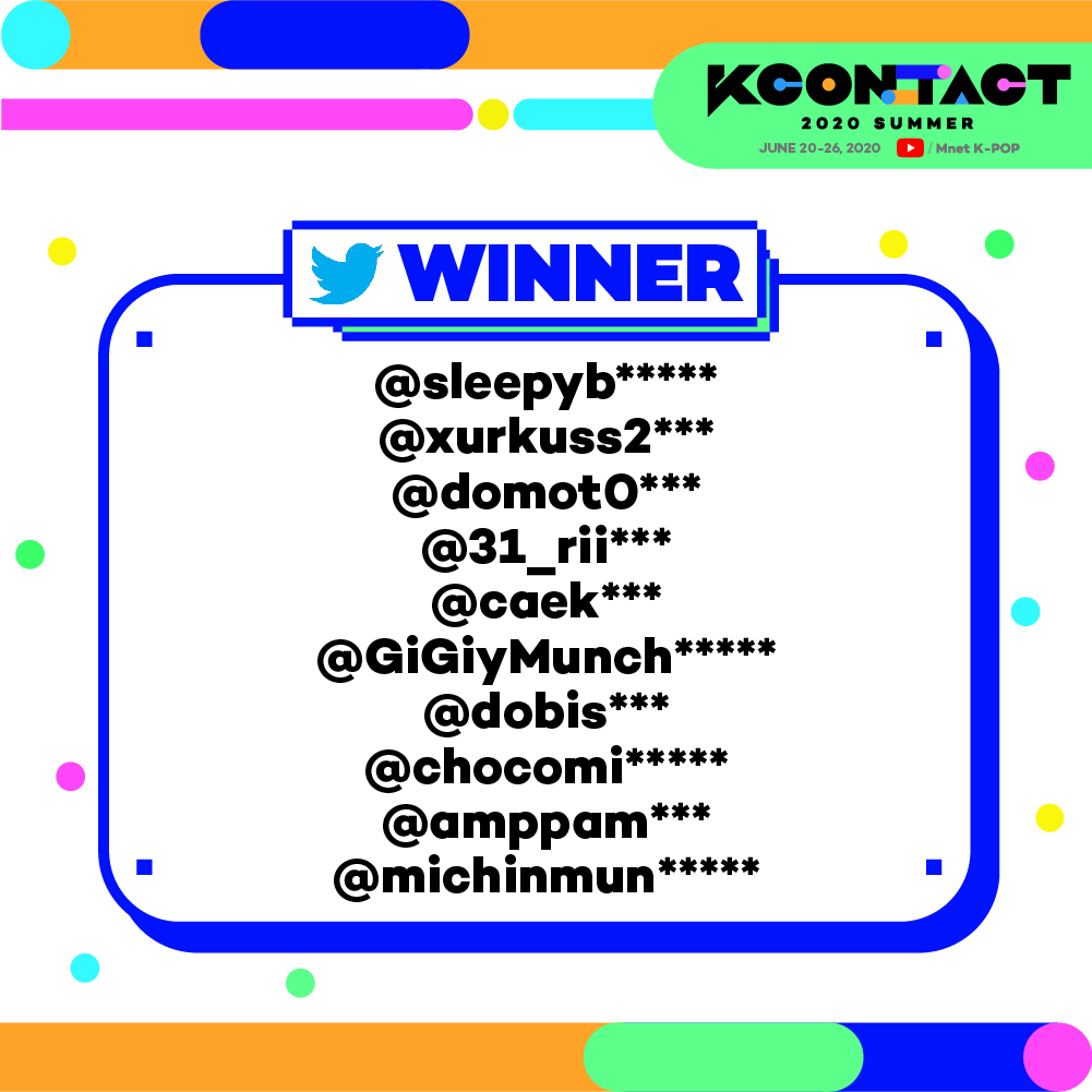 KCON_official's tweet photo. [KCON:TACT 2020 SUMMER] #KCONers EVENT WINNERS

Here are the winners for the #KCONTACT KCONers Day 1-7 event!

We will be contacting you via DM to send you our special ARTIST CUSTOM MD!

▶ WATCH #KCONTACTNonstop : https://t.co/ELVRfFmPRT
#KCON #LetsKCON247 #KCON2020 https://t.co/teic7zsggJ