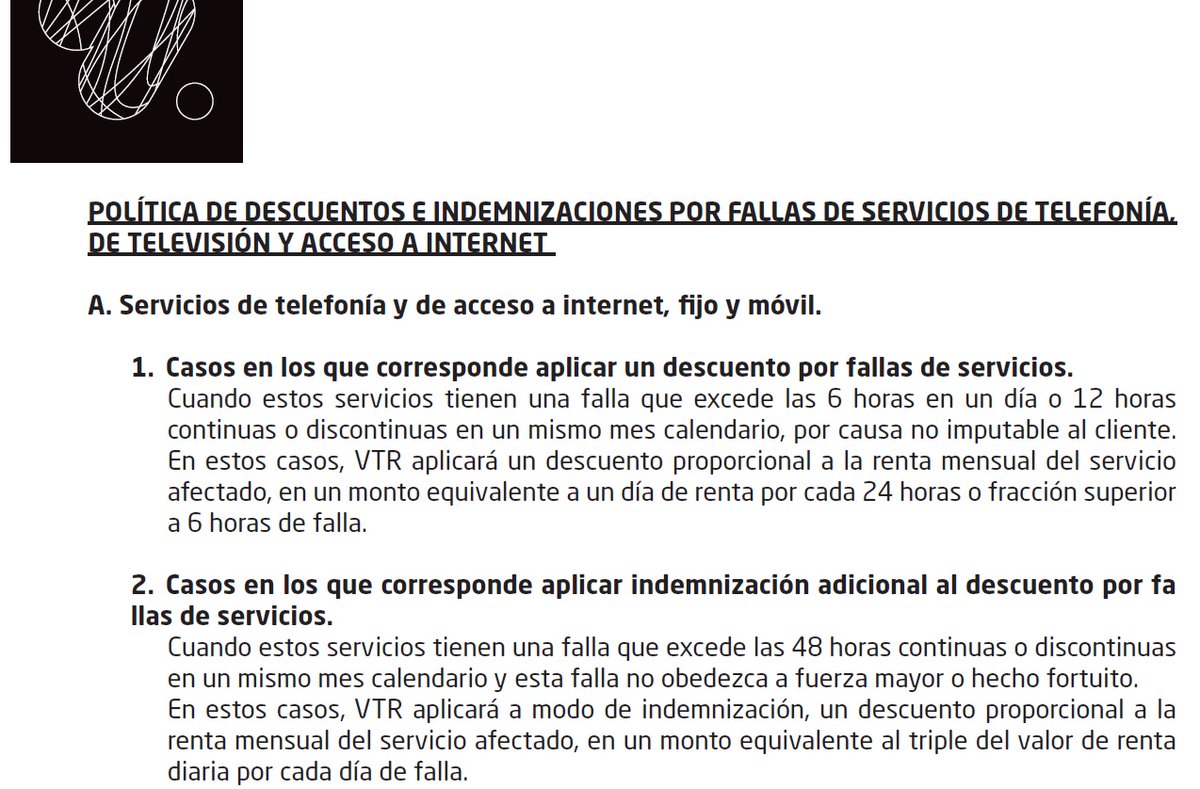 RobertoFariasT's tweet photo. @VTRsoporte @VTRsoporte @VTRChile Podrían indicar cual es el protocolo a seguir para que descuenten el valor del servicio según se indica en las políticas de descuentos e indemnizaciones? No olvidar que navegar a menos que lo contratado ya es incumplimiento de contrato. https://t.co/Q9AbwBnBPl