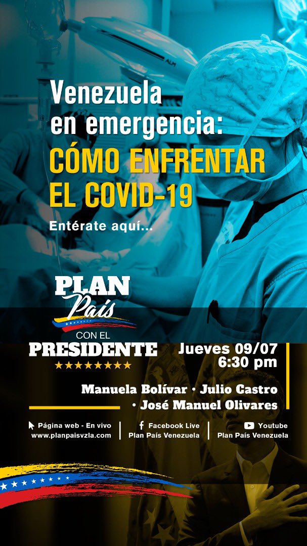 He convocado a nuestro equipo al frente de la atención de la pandemia en Venezuela a un encuentro para plantear medidas ante la escalada del Covid-19 en el país.
Lo difundiremos en vivo por redes oficiales. Es fundamental que todos estemos informados en este momento. Conéctate. https://t.co/CwolODBXGO