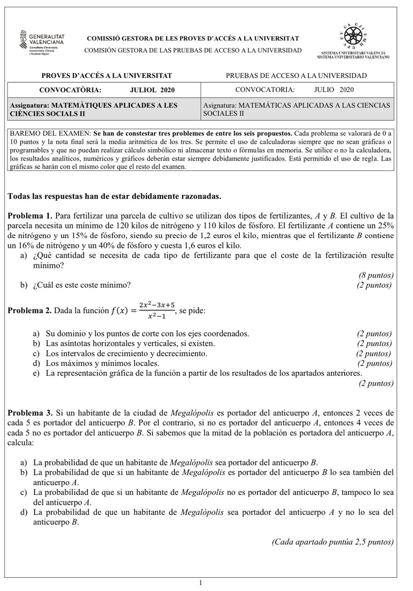 maths4everthink's tweet photo. Resolución del examen de Matemáticas CCSS de PAU 2020 de la Comunidad Valenciana. https://t.co/ruOD3bUm7D