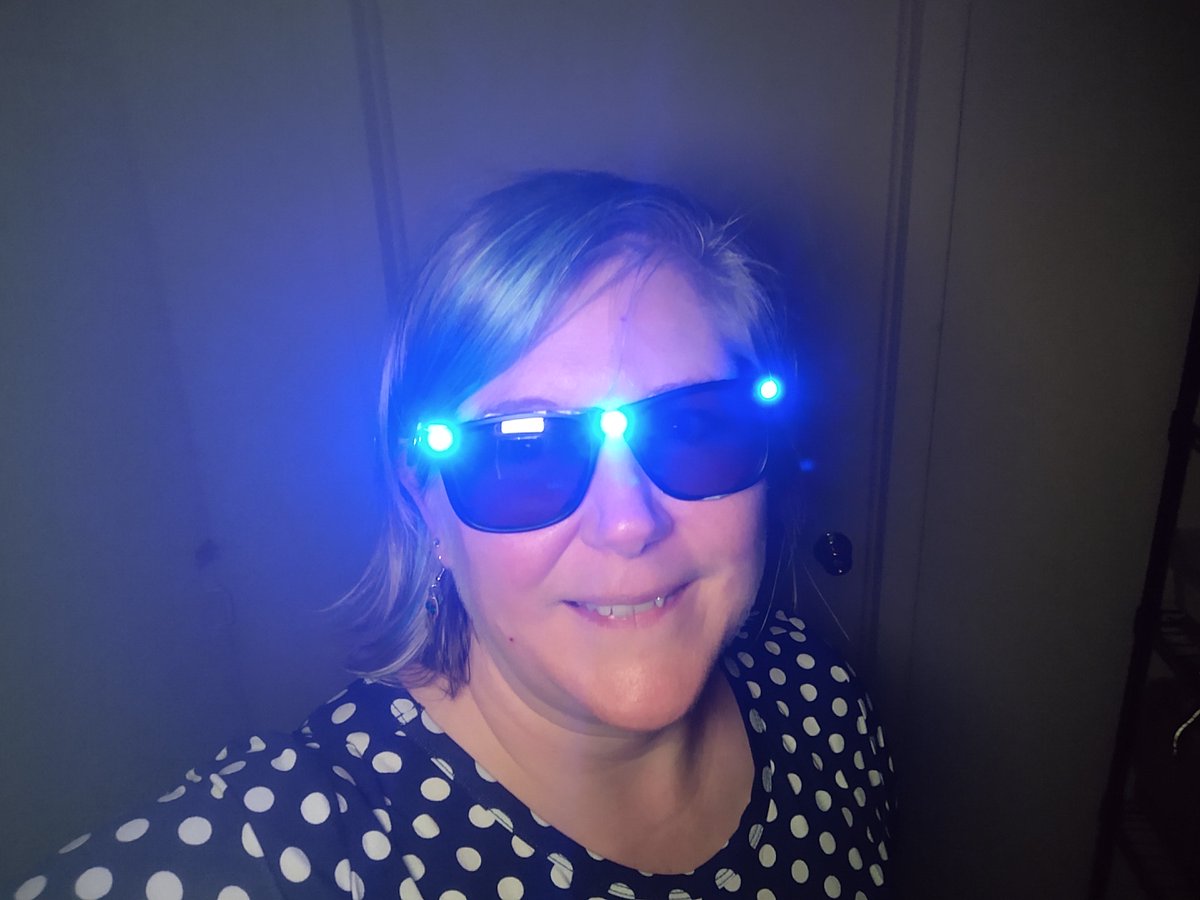 KaleidoscopeSci's tweet photo. One of those days. I did my light up sunglasses project for @MakerCamp. Got all the way through the build and THEY DIDN"T LIGHT UP! Argh. Tried 3 batteries. Checked the LEDs. No dice. The workshop ends and this happens. Because of course. #MakerFail #FailForward #MakersGonnaMake https://t.co/qknDl1yEyY
