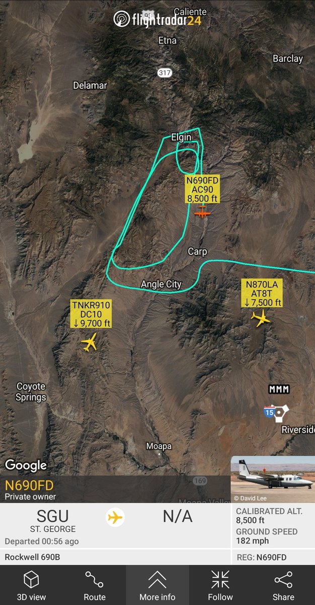 KE6ZGP's tweet photo. #Tanker910 approaching the 50,000+ acre #MeadowValleyFire in Caliente, NV. https://t.co/opIXx8AJCi