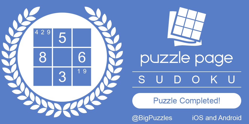 I completed a Sudoku in #PuzzlePage. Play for free! puzzle-page.com