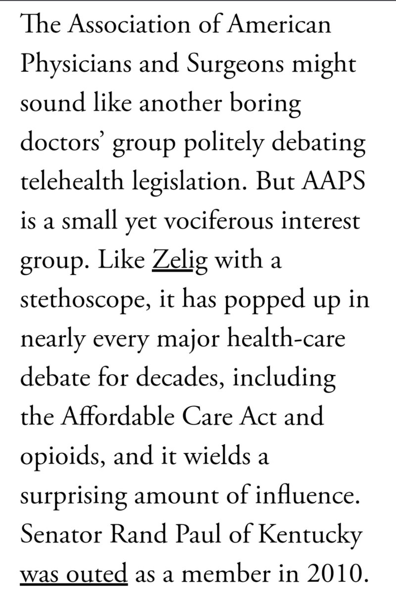 When people quote organisations at you, always check who they areAn anti-masker tried to tell me to listen to the advice of the "Association of American Physicians & Surgeons"Turns out they are a small but powerful RW lobbying group of dubious pedigree https://www.theatlantic.com/health/archive/2020/02/aaps-make-health-care-great-again/607015/