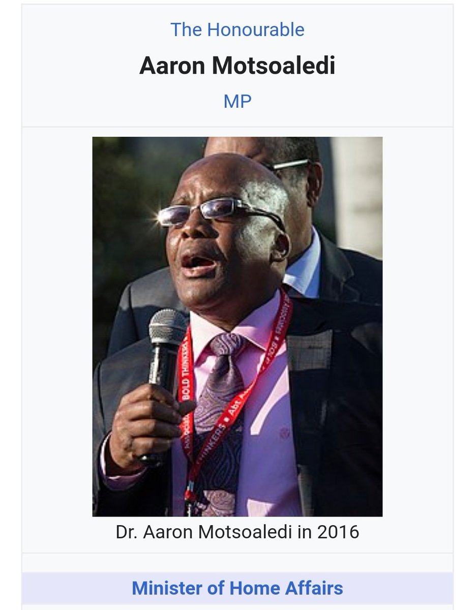 Minister of home affairs. What is he doing there when he's a qualified doctor?!
