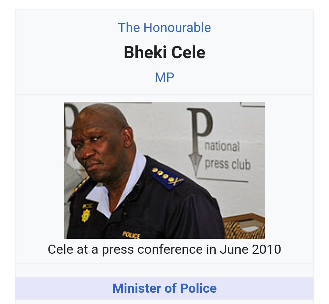 The less said about our Minister of Police, the better. No qualifications listed, just controversies