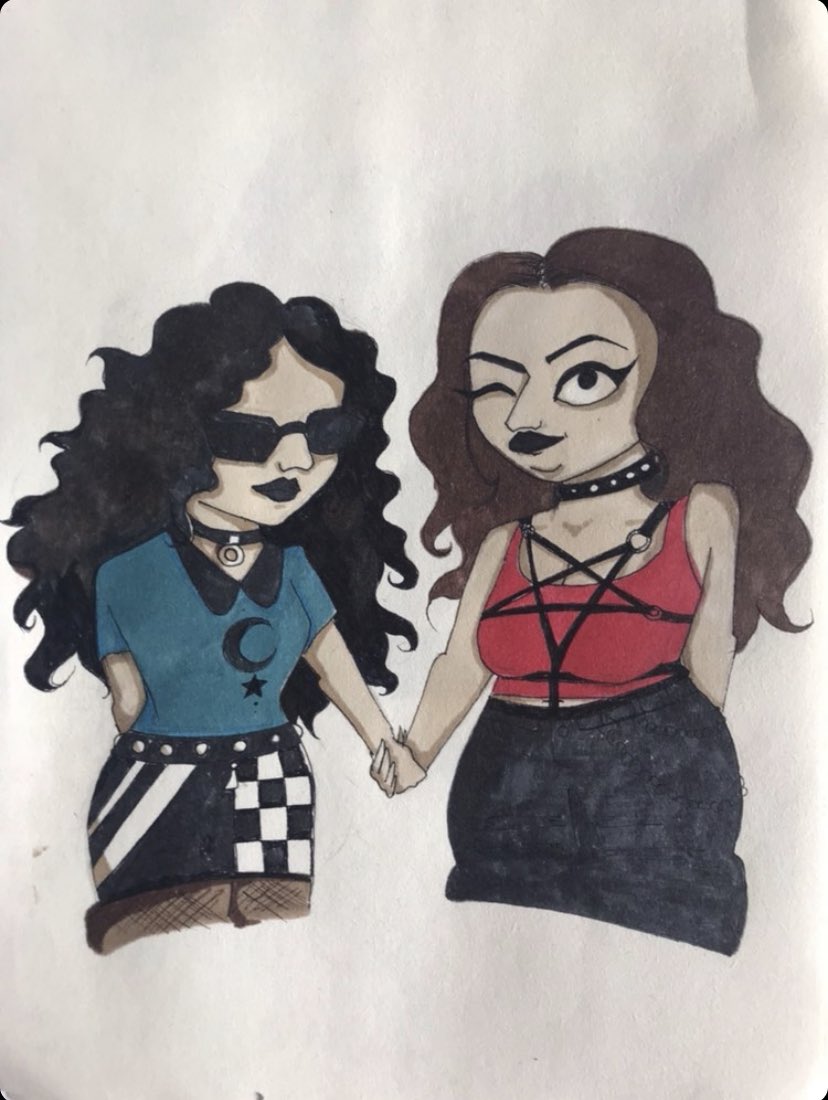 GothTopicPOD's tweet image. Beautiful fan art of our hosts made by the talented IG @erika_petterssonn 😍😍😍👻