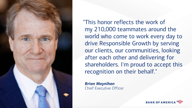 Wow - what an amazing and deserved honor for our CEO, Brian Moynihan <a href="/bankofameric/">kkkkkkkk</a>, who has been named <a href="/ChiefExecGrp/">Chief Executive</a>'s 2020 CEO of the Year. bit.ly/2BUBAVI