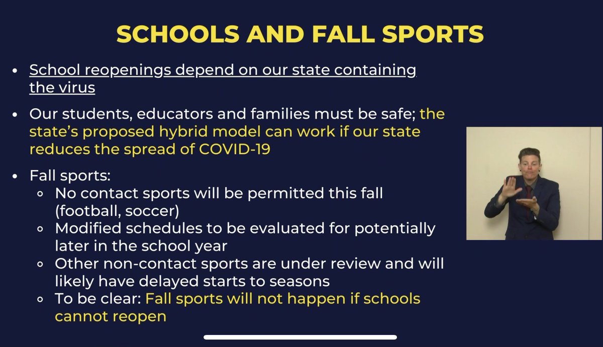 No contact sports are going to be permitted this fall in NM Schools — <a href="/GovMLG/">Governor Michelle Lujan Grisham</a>: but still all dependent on how the state does as far as improving in reduction of COVID-19 cases. It could mean just a delay into the season.