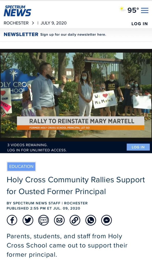 BarryforNY56's tweet photo. So glad to see the coverage of our rally at Holy Cross to reinstate Principal Martell! #bringbackmary https://t.co/EkOjJp2bfd